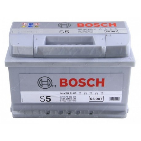 Аккумулятор залитый 6СТ-74АзЕ Bosch S5 Silver (750А) (R+)