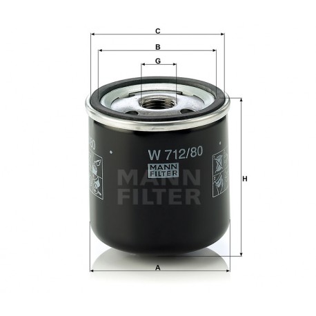 Фильтр масляный двигателя SAAB 9000 2.0-2.3 84-98 W712/80 (пр-во MANN)